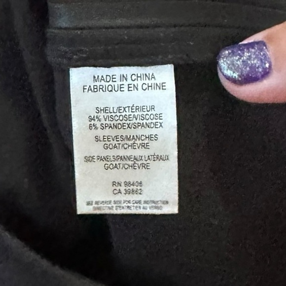 Theory Leilana Short Sleeve Stretch Body Dress Black Leather Trim/Sleeves Size 8 - Picture 10 of 11